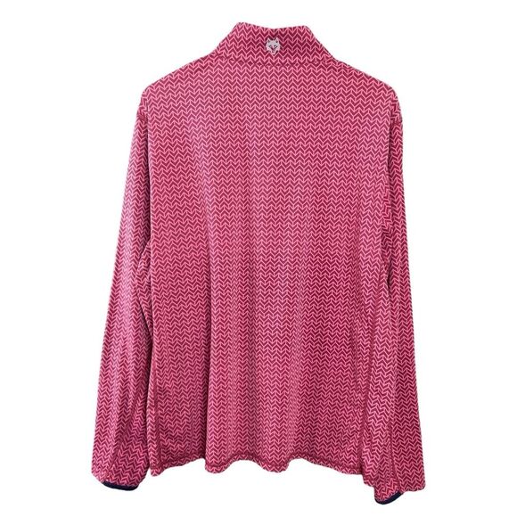 Greyson 1/4 Zip Pullover  Red Pink Herringbone Mock Neck Golf 1969 Logo - Picture 2 of 9